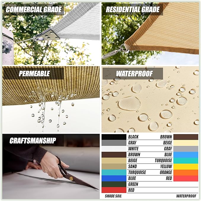 ColourTree TAPR1616 Custom Size 17' x 19' Green Sun Shade Sail Canopy UV Block - Image 4