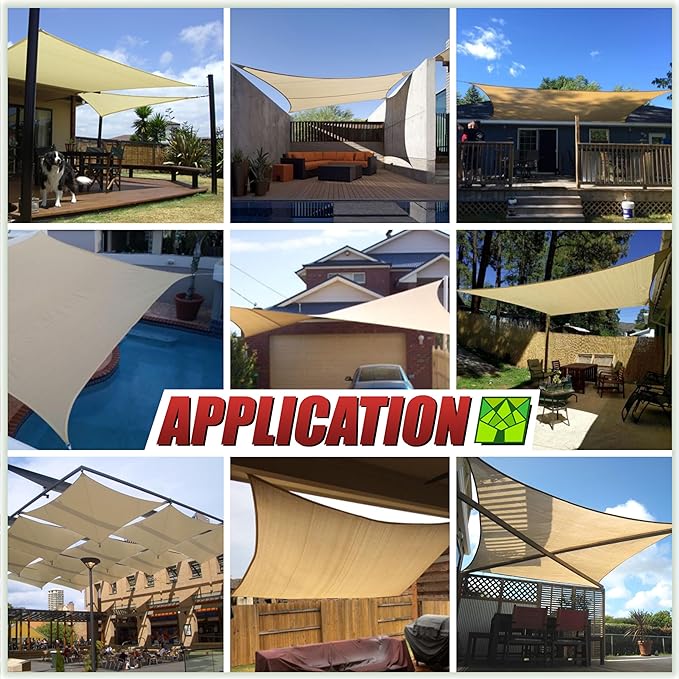 ColourTree TAPR1616 Custom Size 14' x 15' Turquoise Sun Shade Sail Canopy UV - Image 3