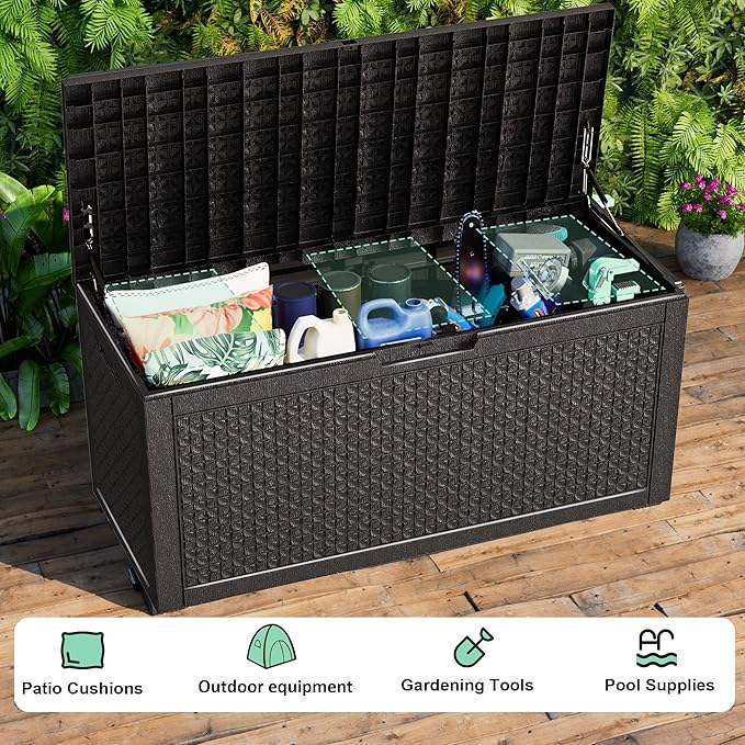 121 Gallon Waterproof Outdoor Storage Box, Resin Deck Box, Lockable Outside - Image 3