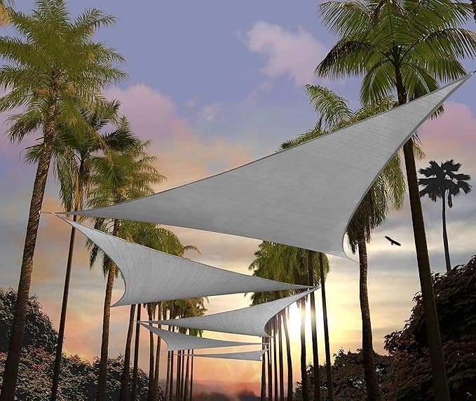 Amgo 28' x 28' x 28' Grey Triangle Sun Shade Sail Outdoor Canopy Awning UPF50+ by Amgo