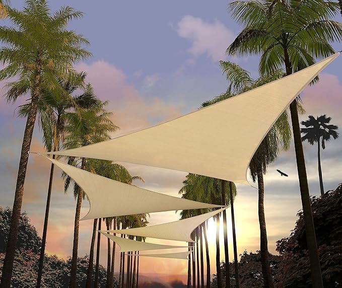 Amgo Custom Size 15' x 15' x 15' Beige Triangle Sun Shade Sail UPF50+ AGTAPRT12 by Amgo