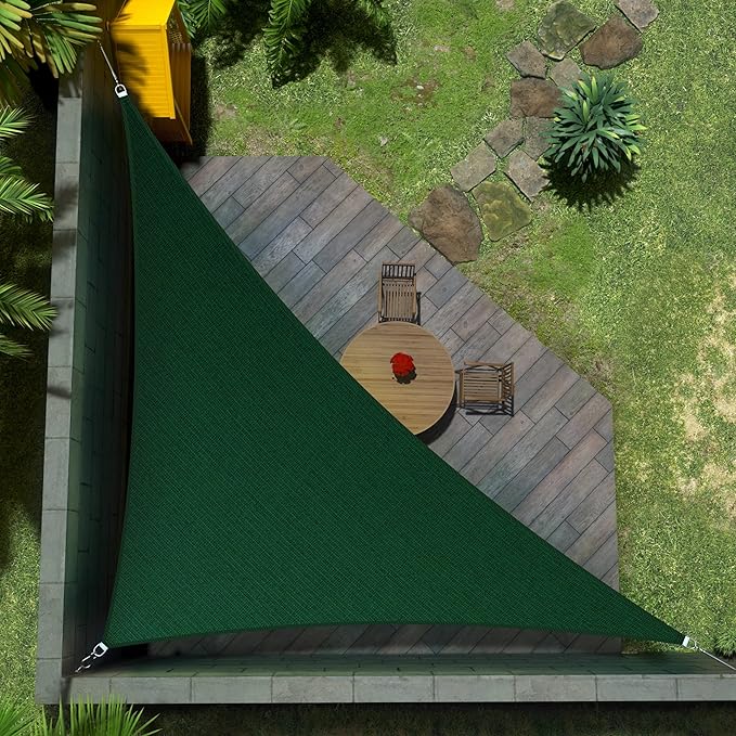 Amgo Custom Size 7' x 9' x 11.4' Green Right Triangle Sun Shade Sail UPF50+ by Amgo
