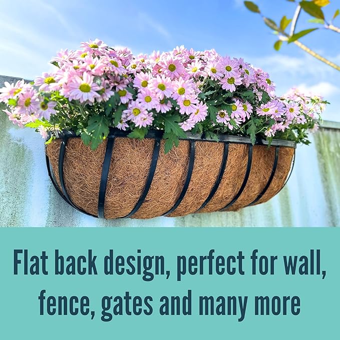 LaLaGreen Fence Planters for Outdoor Plants Black Metal Window Boxes Planter To - Image 7