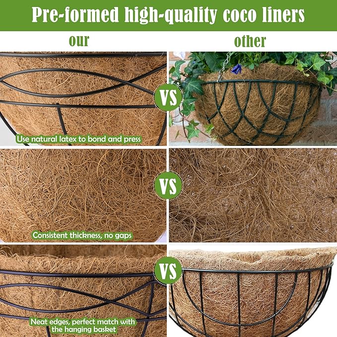 20 Inch 4 Pack Natural Coconut Husk Fiber Liners - Image 4