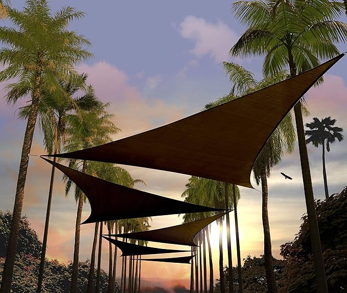 Amgo Custom Size 17' x 17' x 17' Brown Triangle Sun Shade Sail Order to Make by Amgo