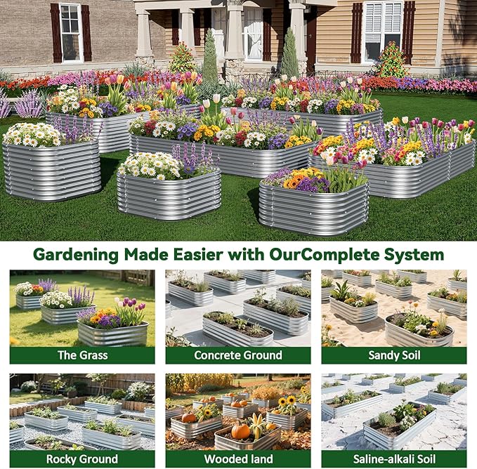 2 Pack Tall 6x3FT Corrugated Galvanized Steel Raised Garden Bed Outdoor - Image 7