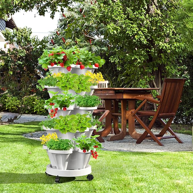 Strawberry Vertical Planters, 7 Tiered Stacking Tower Garden - Image 8
