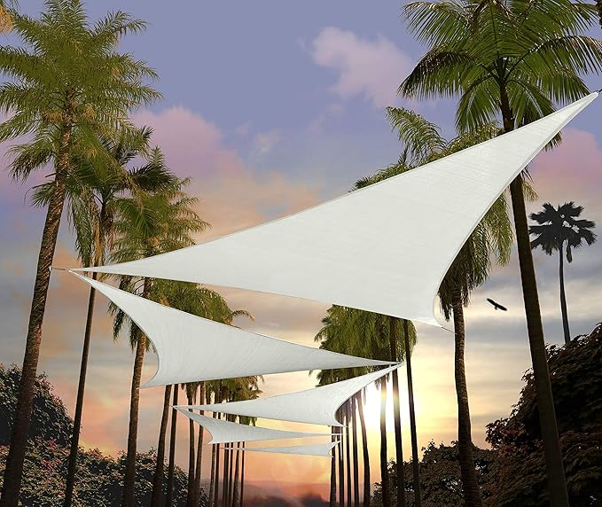 Amgo Custom Size 14' x 14' x 14' White Triangle Sun Shade Sail UPF50+ AGTAPRT12 by Amgo