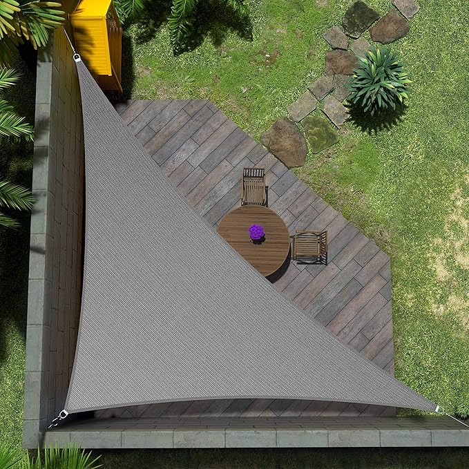 Amgo Custom Size 11' x 12' x 16.3' Grey Right Triangle Sun Shade Sail Order to by Amgo
