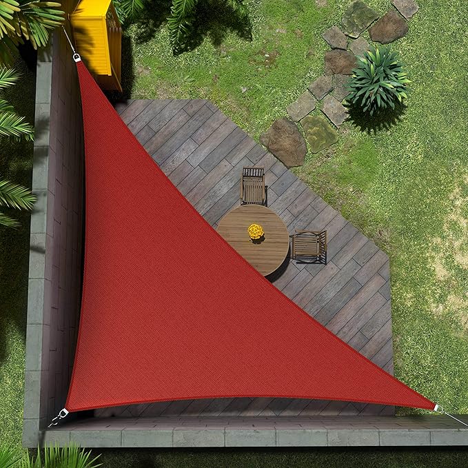 Amgo Custom Size 17' x 22' x 27.8' Red Right Triangle Sun Shade Sail UPF50+ by Amgo