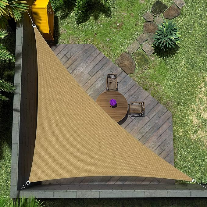 Amgo Custom Size 5' x 7' x 8.6' Sand Beige Right Triangle Sun Shade Sail UPF50+ by Amgo