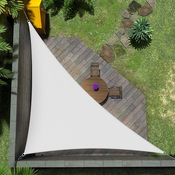 Amgo Custom Size 12' x 17' x 20.8' White Right Triangle Sun Shade Sail Order to by Amgo