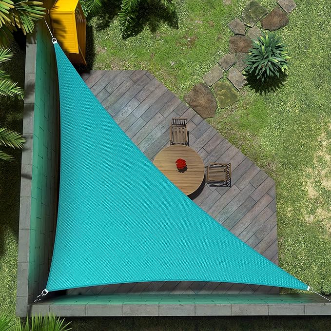 Amgo Custom Size 19' x 21' x 28.3' Turquoise Triangle Sun Shade Sail UPF50+ by Amgo