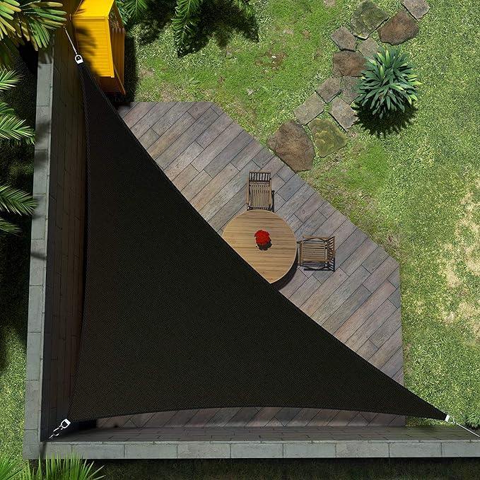 Amgo Custom Size 16' x 22' x 27.2' Black Right Triangle Sun Shade Sail Order to by Amgo